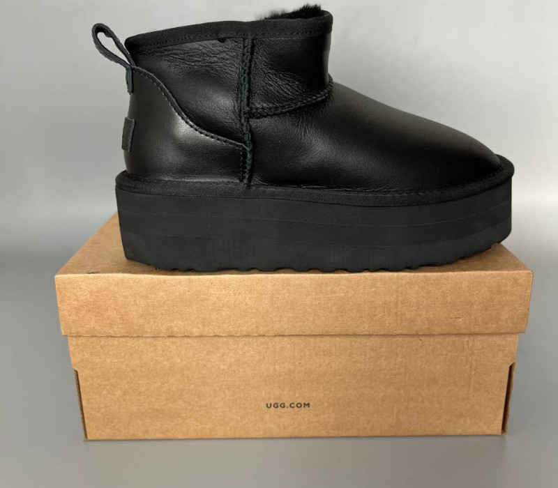 Ugg Classic Ultra Mini Platform XL Black Leather БРАК 366